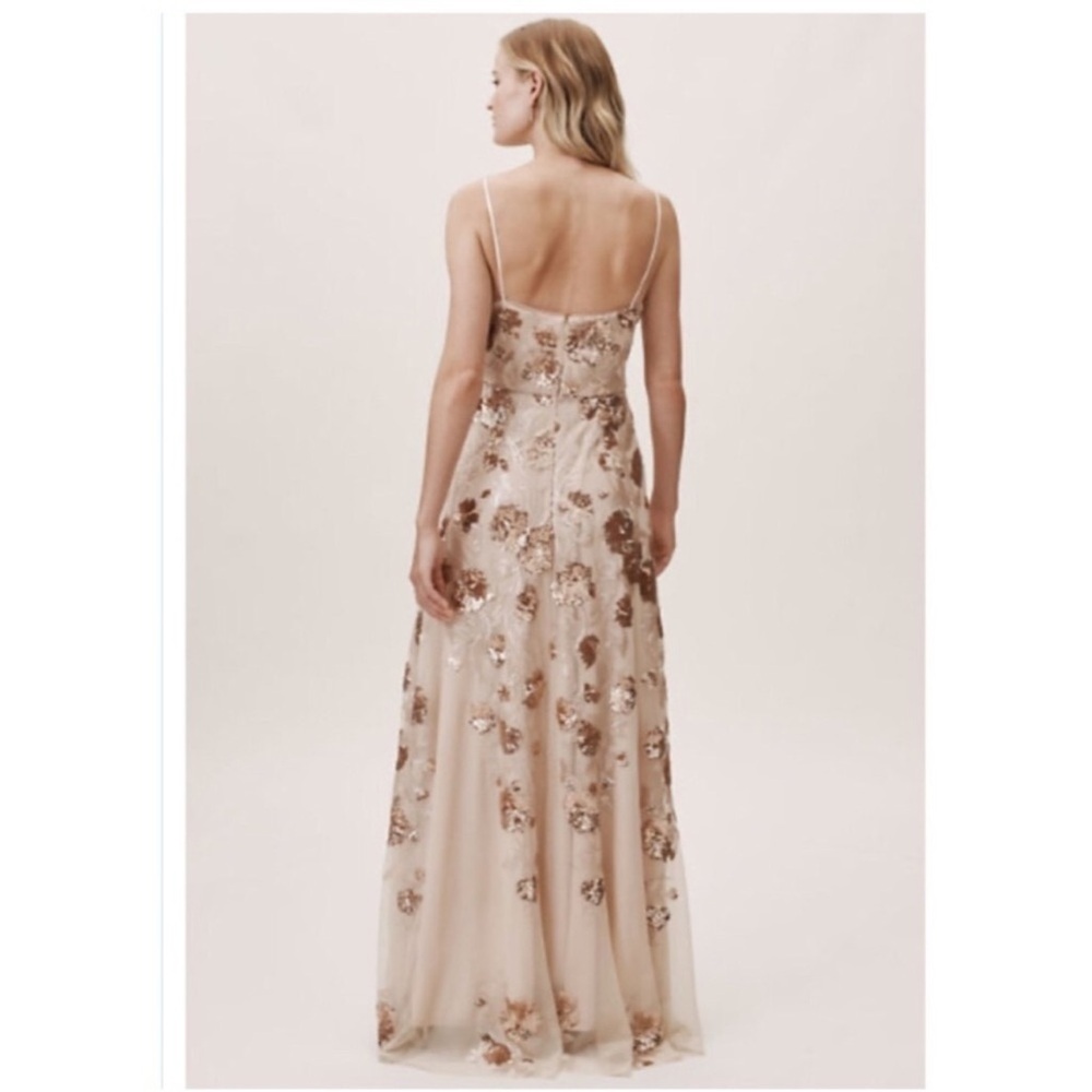 BHLDN Floral Sequin Maxi Dress in Cream and Gold